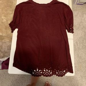 Velvet Tee Shirt with Flower Cut outs
